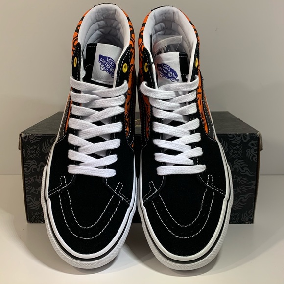 🔥[BRAND NEW] VANS SK8-HI DRAGON FLAME BLACK ORANGE MENS SHOES SIZE 7 SNEAKERS🔥 - Picture 5 of 13